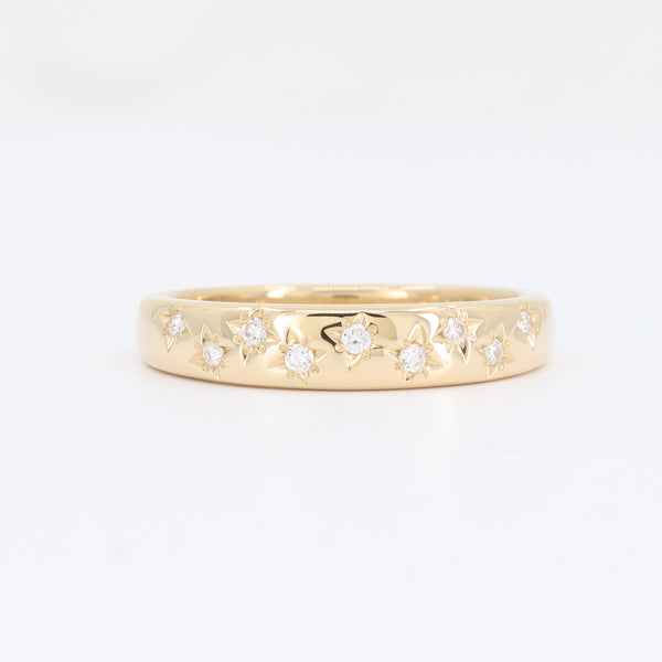 Star-Set Scattered Diamond Band, 0.09cttw in 14K Yellow Gold - Kizer Cummings Custom Jewelers