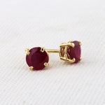 Load image into Gallery viewer, Ruby Stud Earrings in Yellow Gold