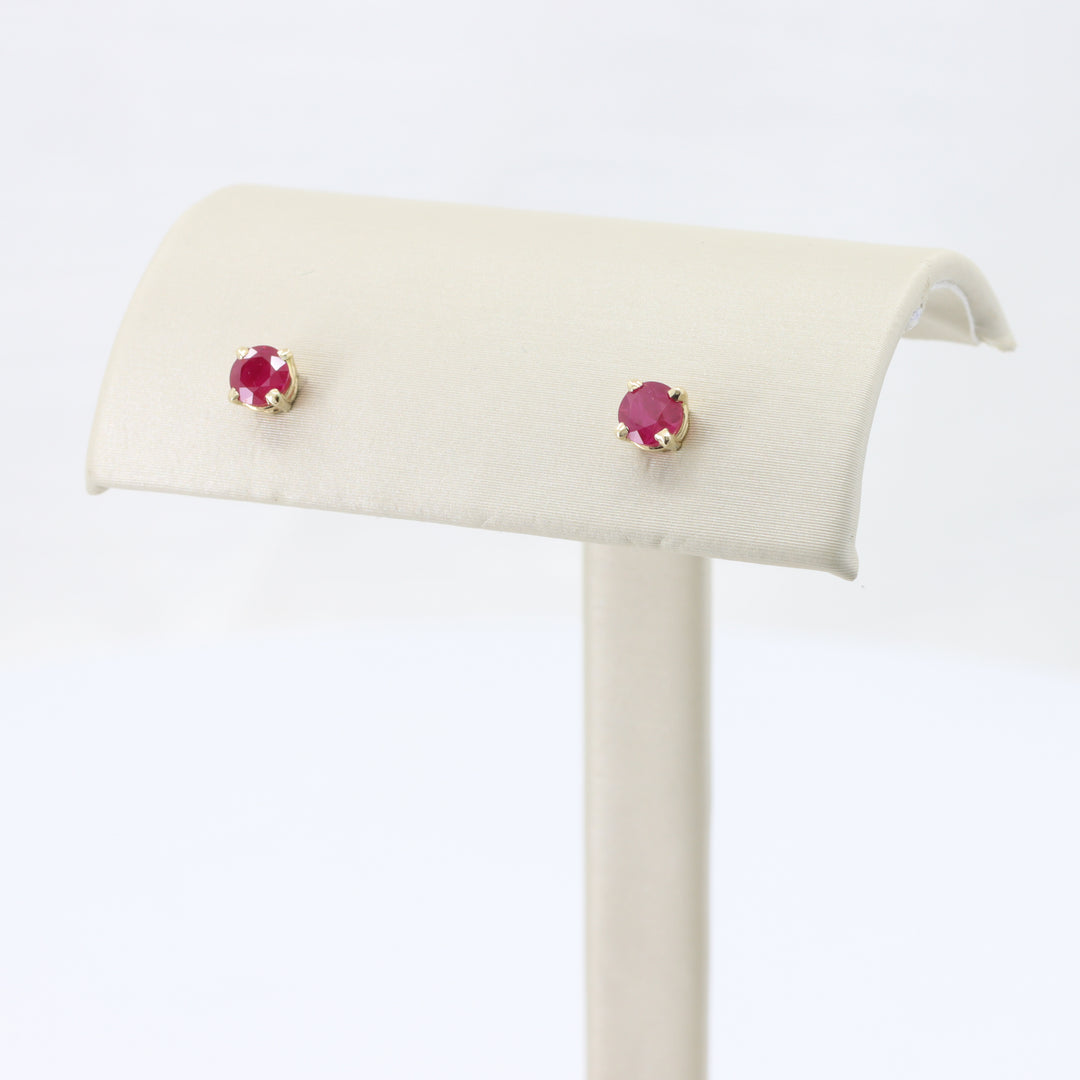 Ruby Stud Earrings, 0.58cttw in 14K Yellow Gold