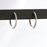 Load image into Gallery viewer, Straight Diamond Huggie Earrings in White Gold
