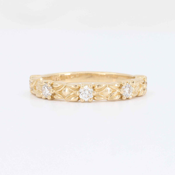 Floral Diamond Band, 0.36cttw in 14K Yellow Gold
