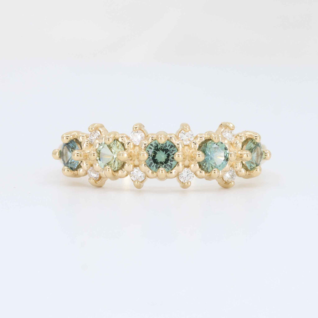 Montana Sapphire and Diamond Ring, 0.58cttw Montana Sapphires with 0.12cttw Diamonds in 14K Yellow Gold - Kizer Cummings Jewelers