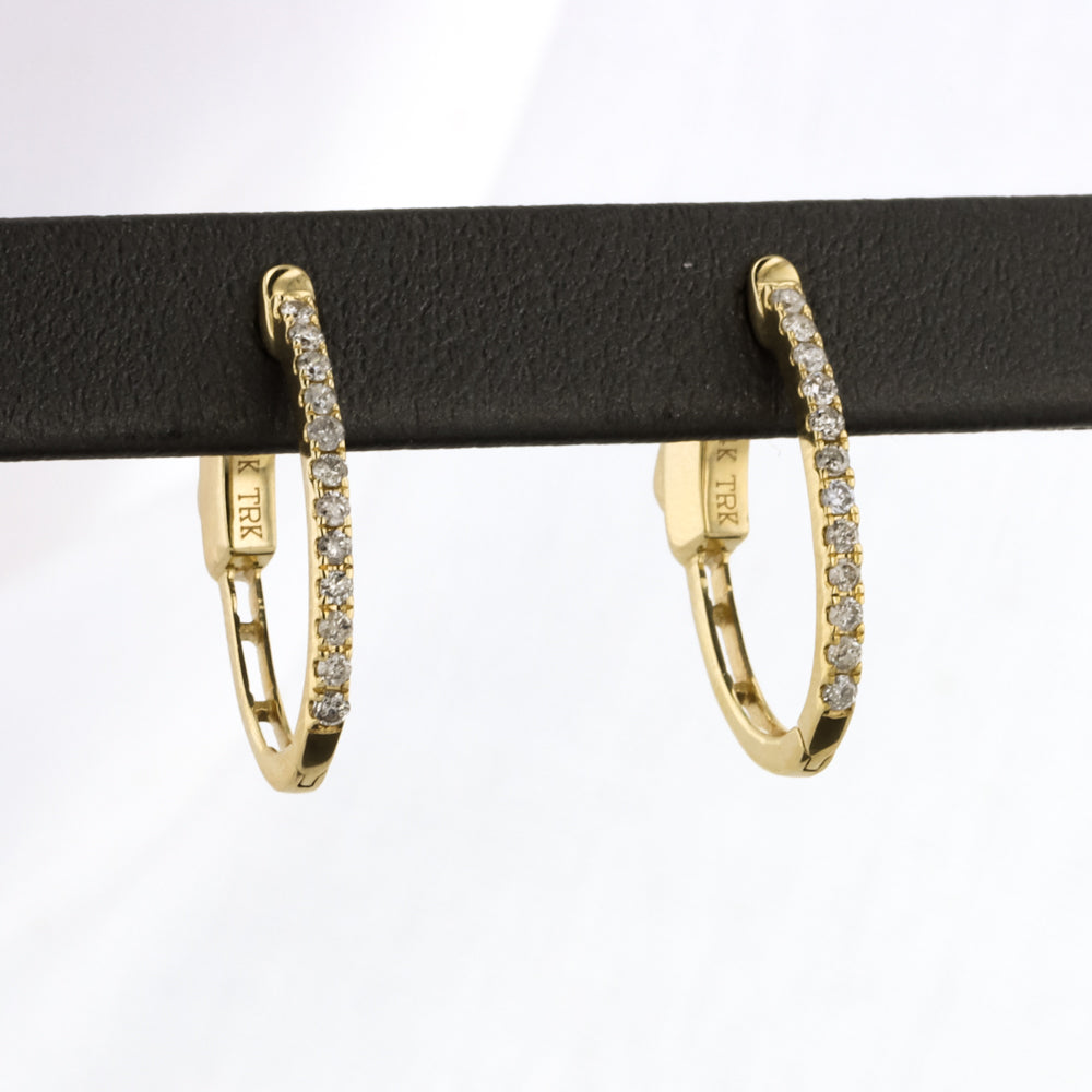 Diamond Hoop Earrings in Yellow Gold - 0.25cttw
