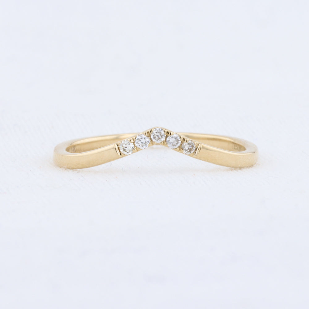 Chevron Diamond Stackable Ring in Yellow Gold