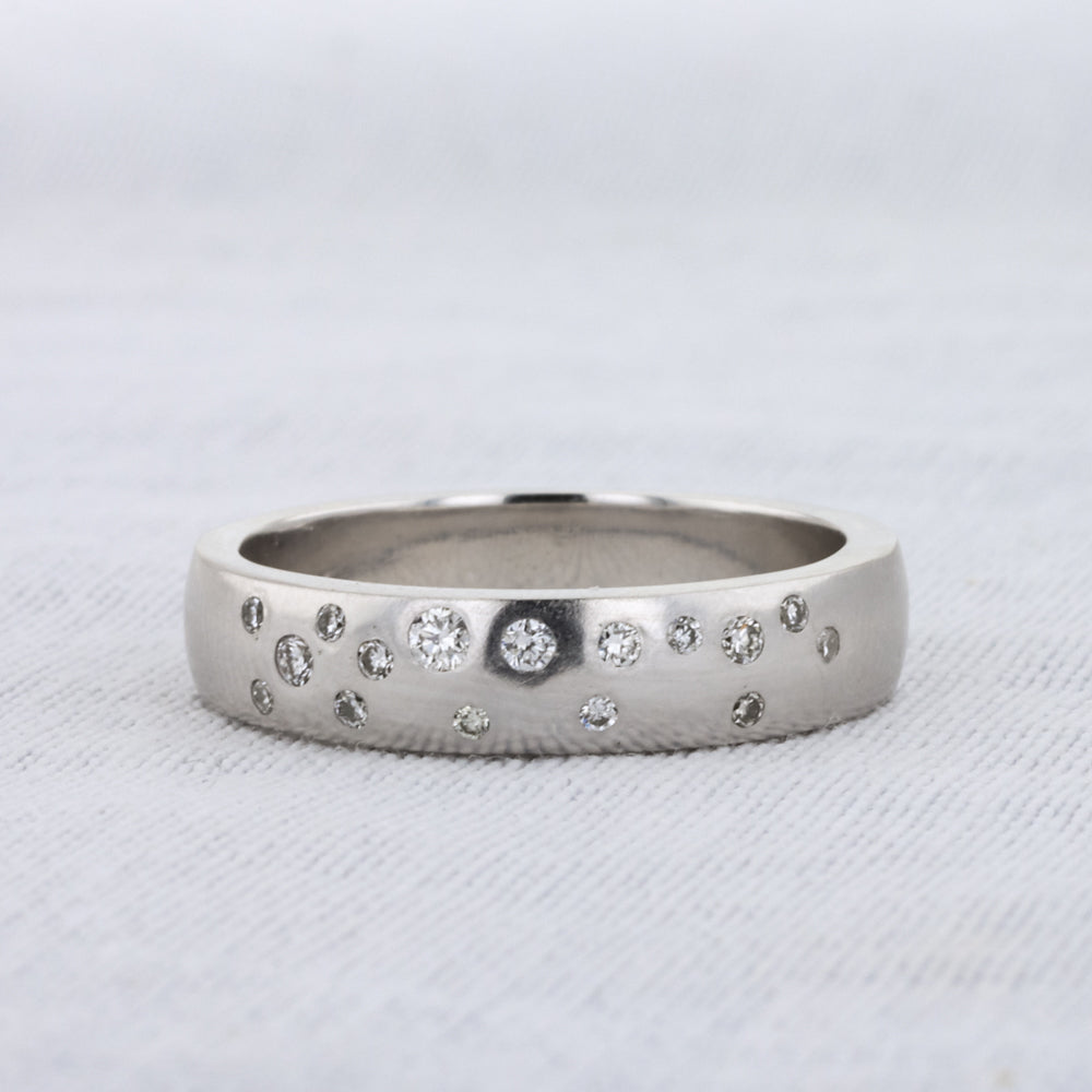 Scattered Diamond Band in White Gold