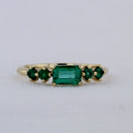 Load image into Gallery viewer, East-West Emerald-cut Emerald Ring in Yellow Gold
