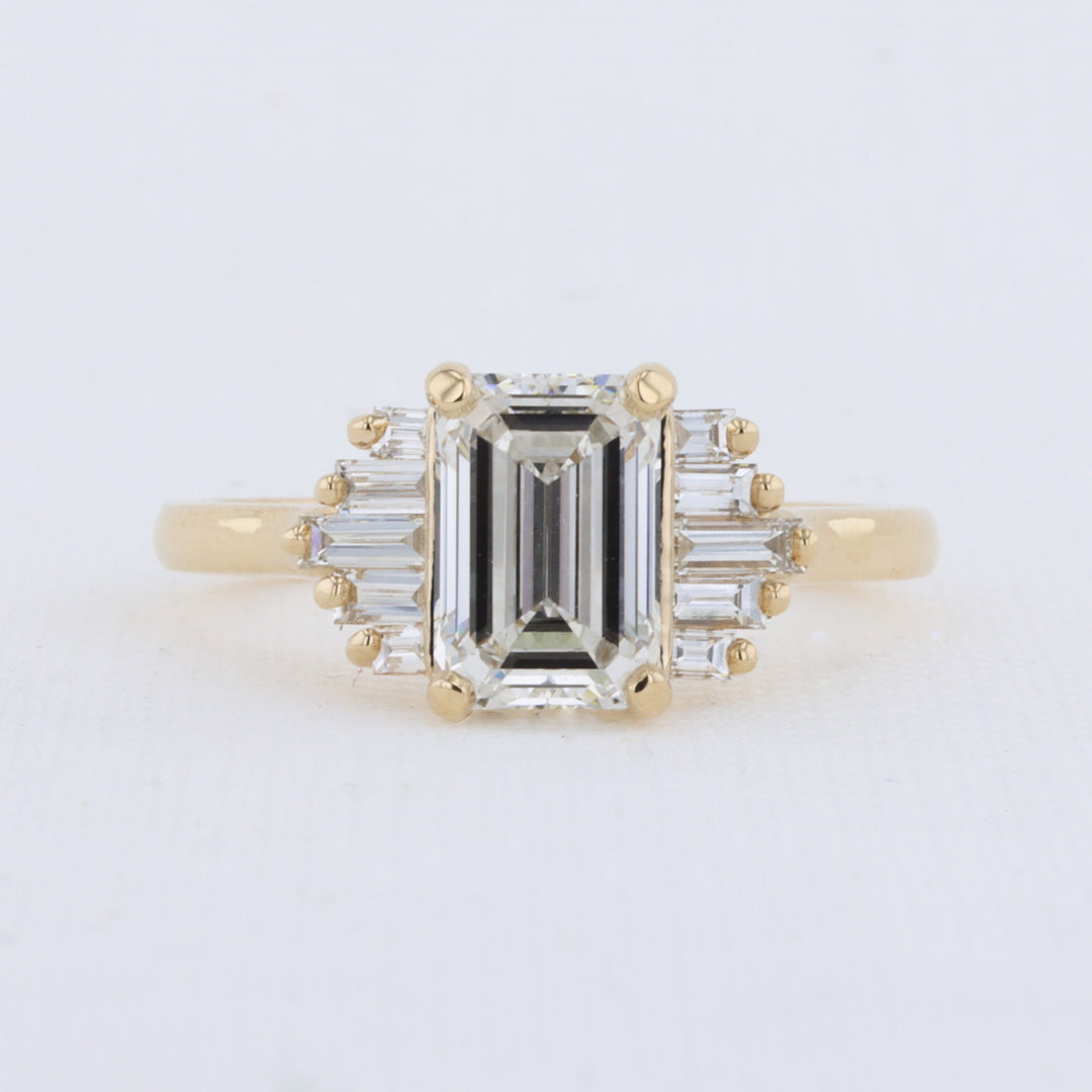 Lab Grown Art Deco Engagement Ring in Yellow Gold