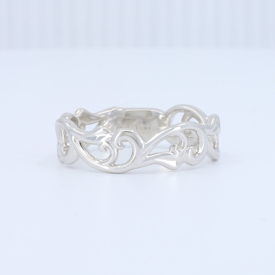 Open Scroll Wrap Band in White Gold