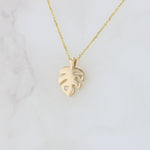 Load image into Gallery viewer, Monstera Leaf with Diamond Pendant in Yellow Gold
