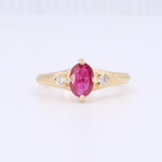 Load image into Gallery viewer, Ruby and Diamond Ring with Millgrain Ridge in Yellow Gold
