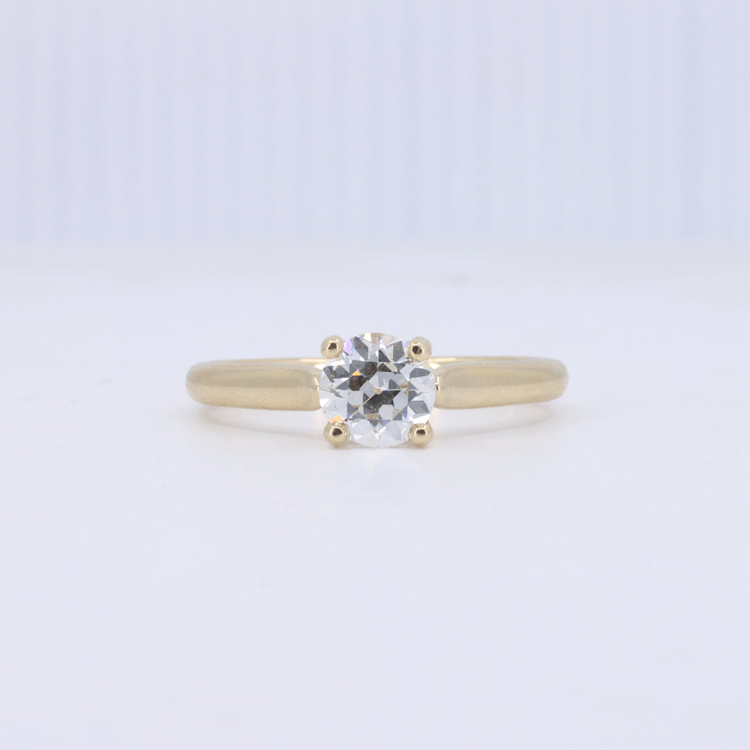 Old European Cut Diamond Solitaire Engagement Ring in 14K Yellow Gold