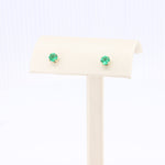 Load image into Gallery viewer, Emerald Stud Earrings in Yellow Gold
