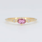 Load image into Gallery viewer, Pink Tourmaline Birthstone Ring, 0.20ct Tourmaline and 0.02cttw Diamonds in 10K Yellow Gold