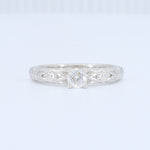 Load image into Gallery viewer, Old European Cut Diamond Ring w/ Floral Details in White Gold
