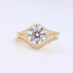 Load image into Gallery viewer, Lab-Grown Diamond Split Shank Ring, 2.08ct Lab-Grown Diamond with 0.06ct Under Halo in 14K Yellow Gold