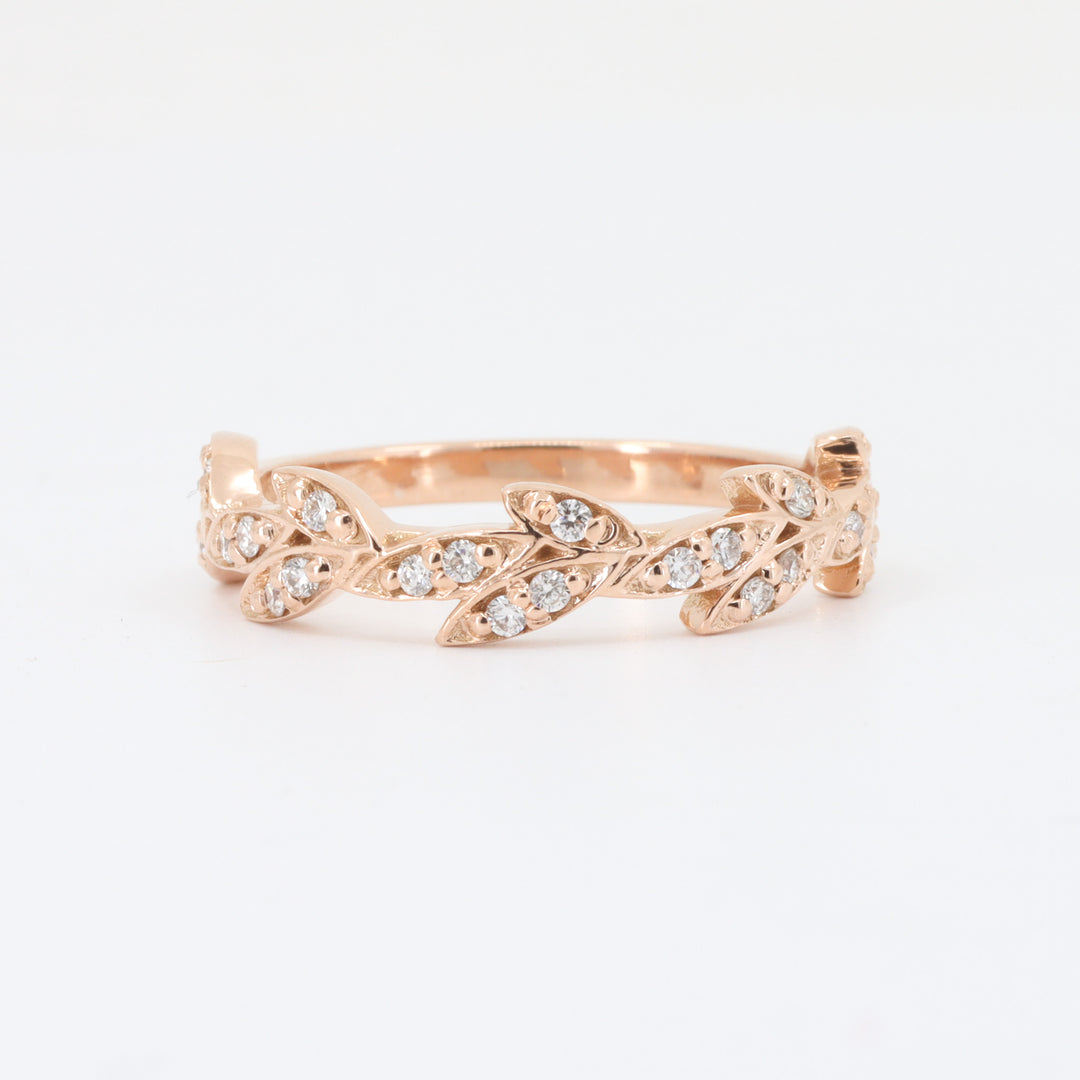Diamond Leaf Band, 0.19cttw in 14K Rose Gold