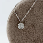 Load image into Gallery viewer, Round Pavé Diamond Disk Necklace in White Gold