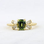 Load image into Gallery viewer, Parti-Color Sapphire Ring with Baguette Diamond Trim