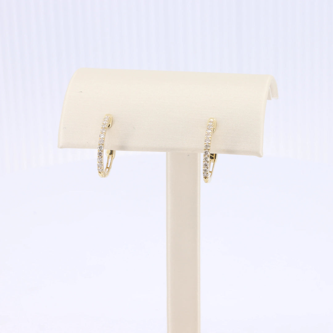 Diamond Hoop Huggie Earrings, 0.25cttw in 14K Yellow Gold - Kizer Cummings Jewelers