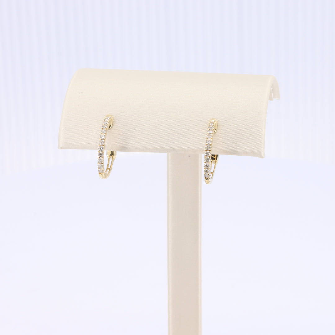 Diamond Hoop Huggie Earrings in Yellow Gold