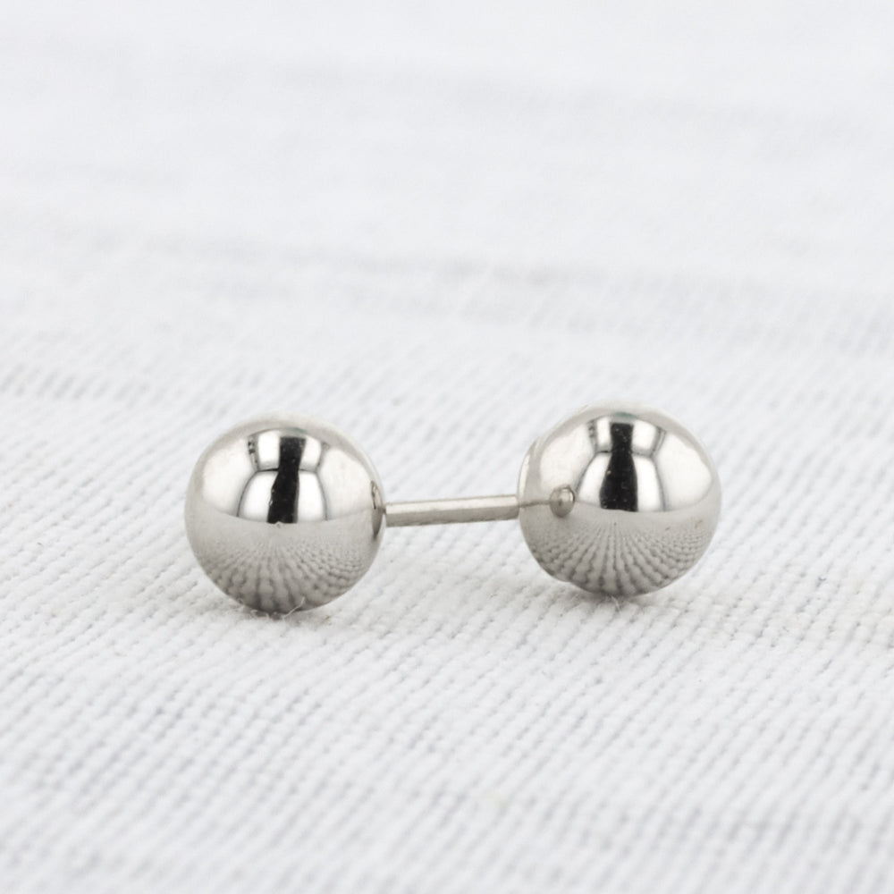 Ball Stud Earrings In White Gold