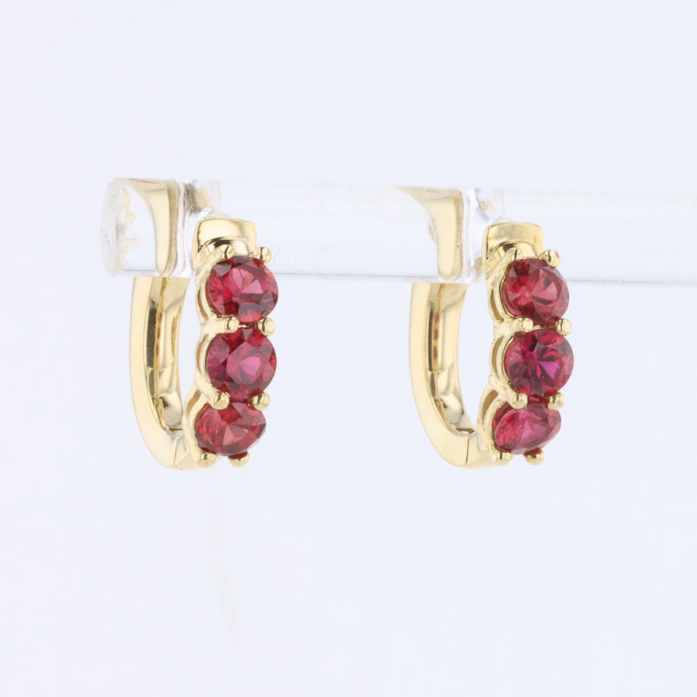 Ruby Huggie Earrings in Yellow Gold