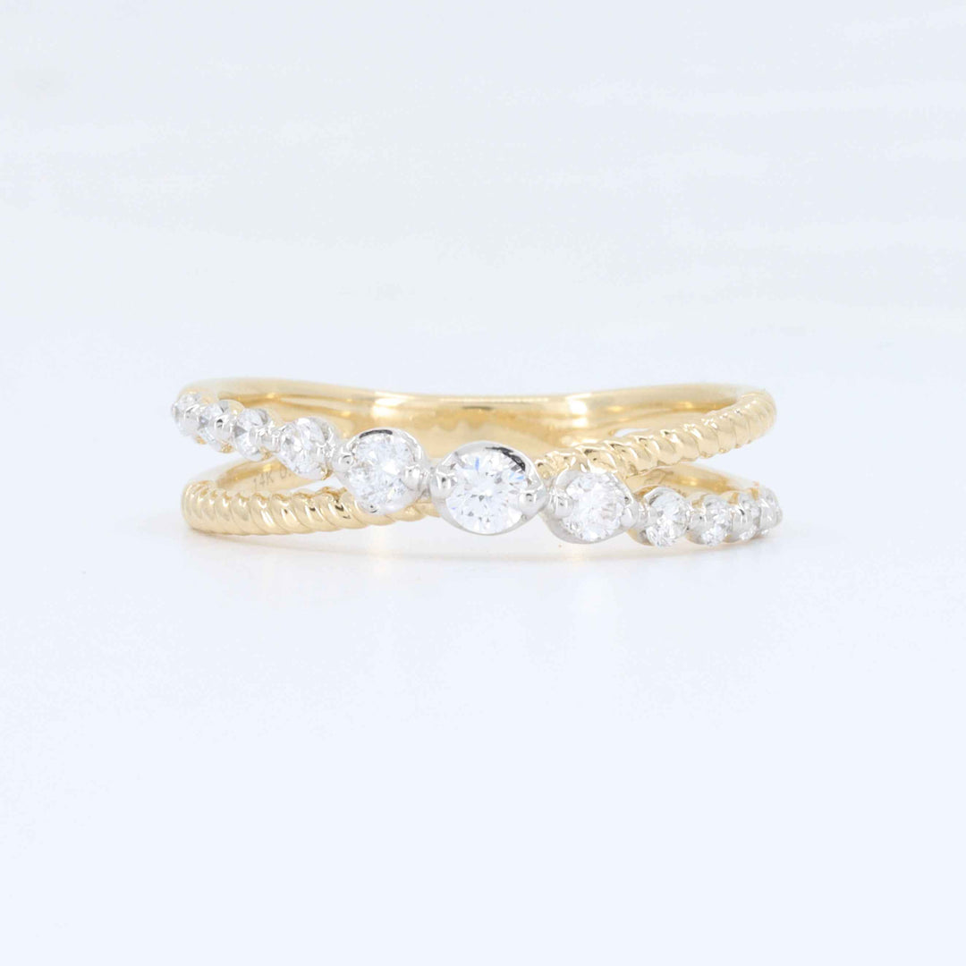Lab Grown Diamond Crisscross Ring, 0.33cttw Lab Grown Diamonds in 14K Yellow Gold - Kizer Cummings Jewelers