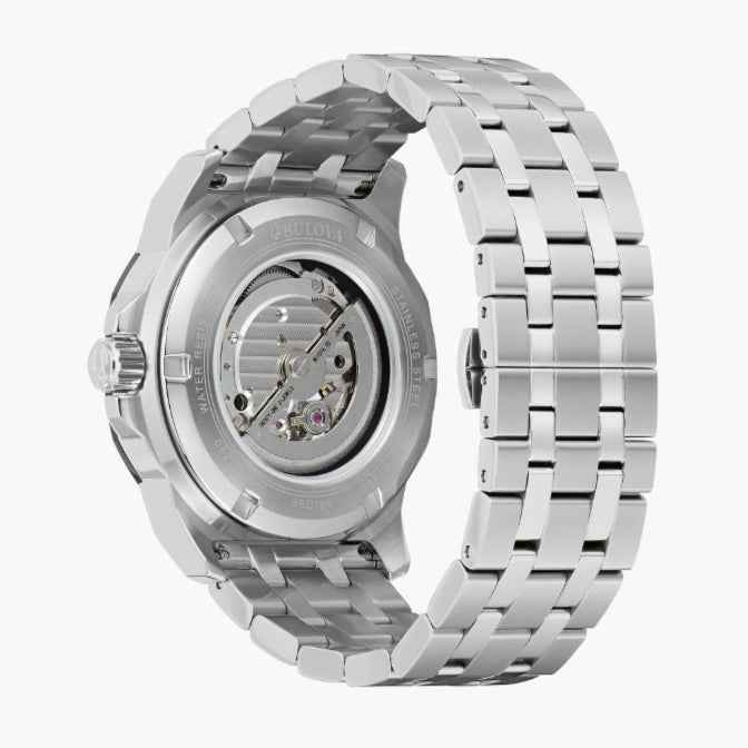 Bulova Marine Star- Turquoise Round Mechanical Face w/ White Metal Features and Band - Kizer Cummings Jewelers