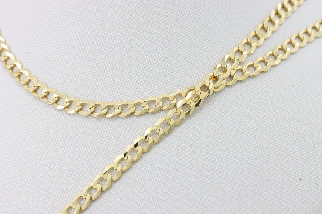 Flat Cuban Chain Necklace, 3.1mm in 14K Yellow Gold, 24 inch