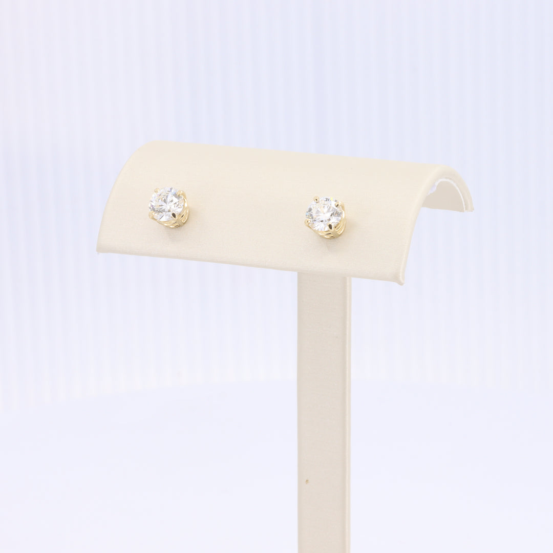 Diamond Studs in Yellow Gold -1.43cttw