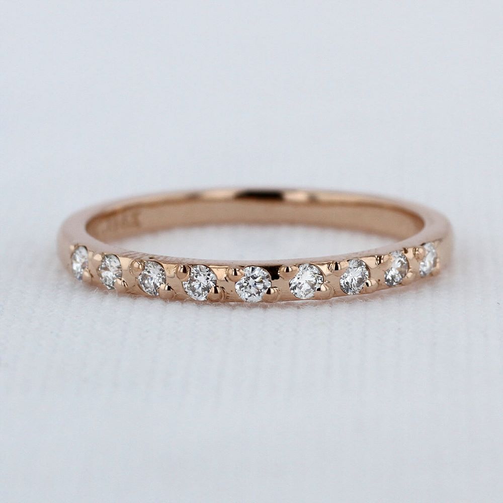 Diagonal-Prong Diamond Wedding Band in Rose Gold - 0.19cttw