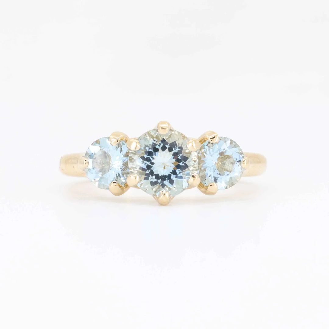 Aquamarine Ring, 1.09ct Aquamarine with 0.90cttw Aquamarine in 14KT Yellow Gold - Kizer Cummings Jewelers