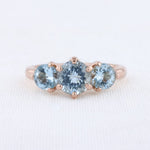 Load image into Gallery viewer, Three-Stone Aquamarine Ring Set in Rose Gold
