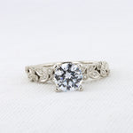 Load image into Gallery viewer, Floral Engagement Ring Mounting in White Gold
