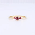 Load image into Gallery viewer, Ruby Three Stone Ring, 0.33cttw Rubies in 14K Yellow Gold - Kizer Cummings Jewelers