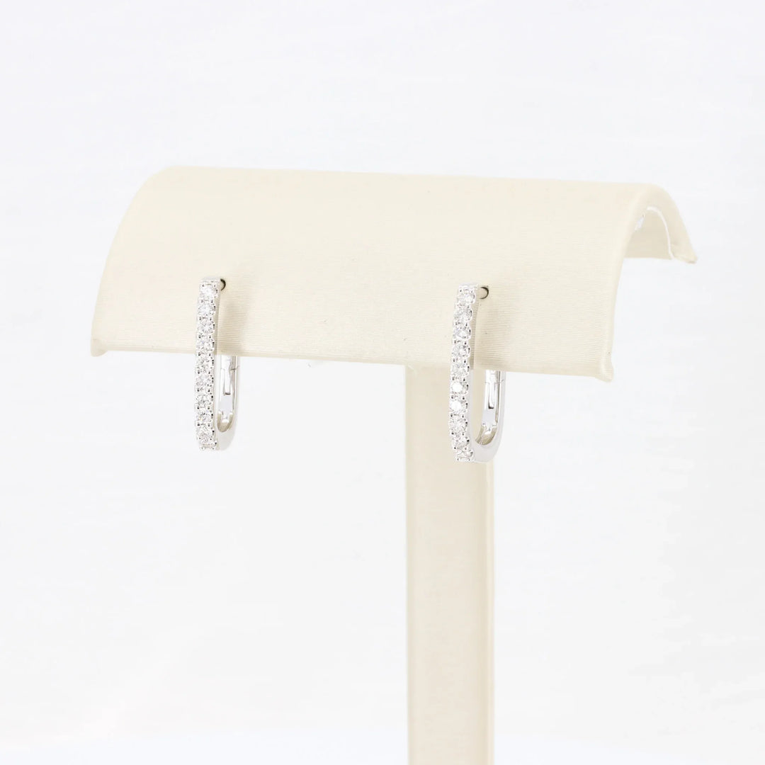 Squoval Diamond Huggie Earrings, 0.32cttw in 14K White Gold - Kizer Cummings Jewelers