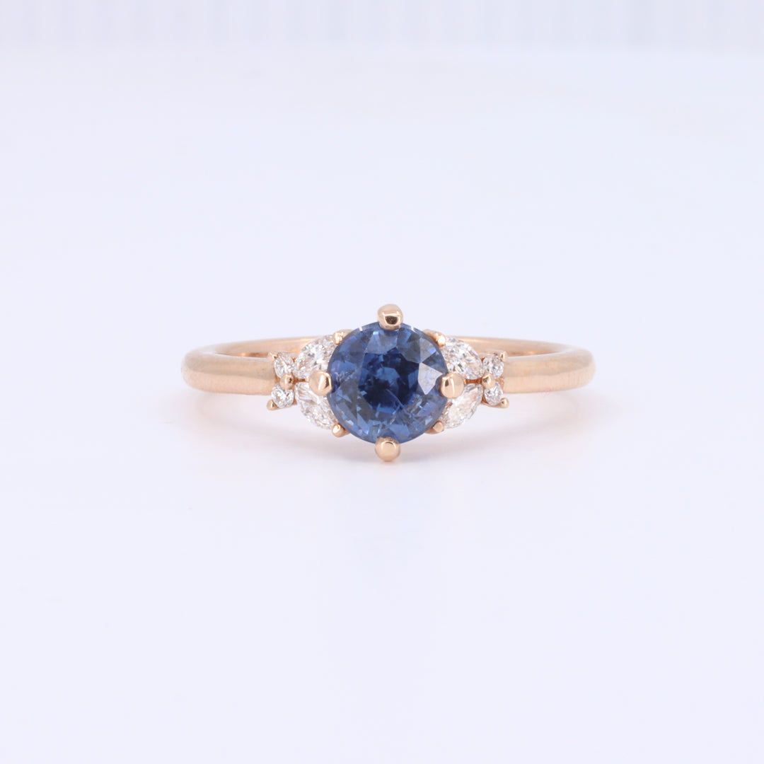 Rose Gold Butterfly Engagement Ring with Sapphire Center
