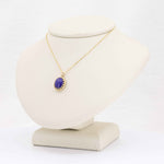 Load image into Gallery viewer, Chilean Lapis Cabochon Pendant, 2.02ct in 14K Yellow Gold, 18 inch Chain - Kizer Cummings Jewelers