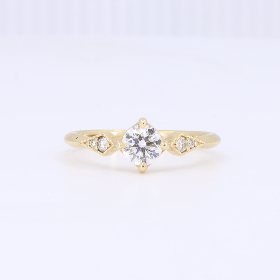 Kite Detail Diamond Engagement Ring in Yellow Gold