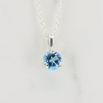 Load image into Gallery viewer, Blue Topaz Solitaire Pendant, 0.56ct in Sterling Silver, 18 inch Chain