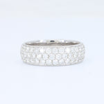 Load image into Gallery viewer, 3-Row Diamond Pave Band w/ Millgrain Details in White Gold

