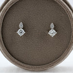 Load image into Gallery viewer, Diamond Stud Earrings with Leaf Accent