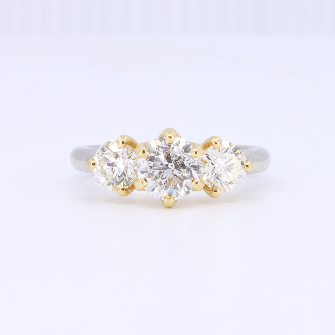 Tres Leches Diamond Ring in Platinum and Yellow Gold