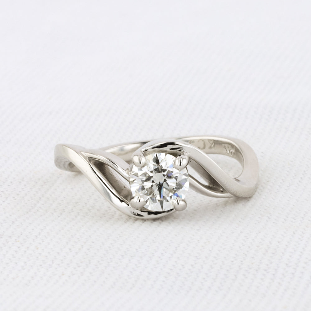 Swirl Solitaire Engagement Ring in White Gold