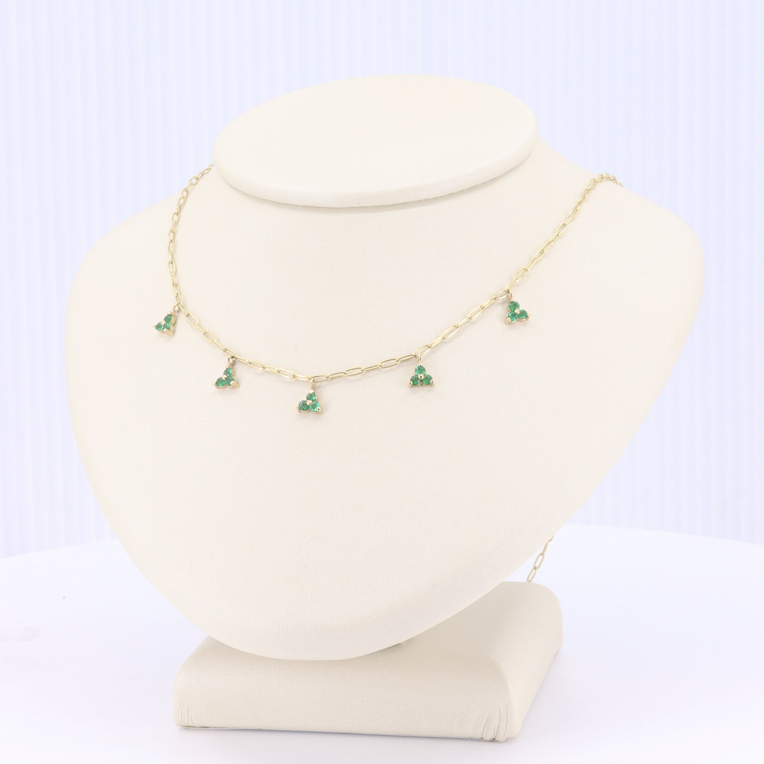 Quintuple Triforce Emerald Necklace in Yellow Gold