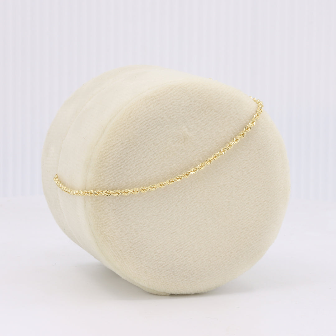 Diamond Cut Rope Chain in Yellow Gold 1.5mm 7"