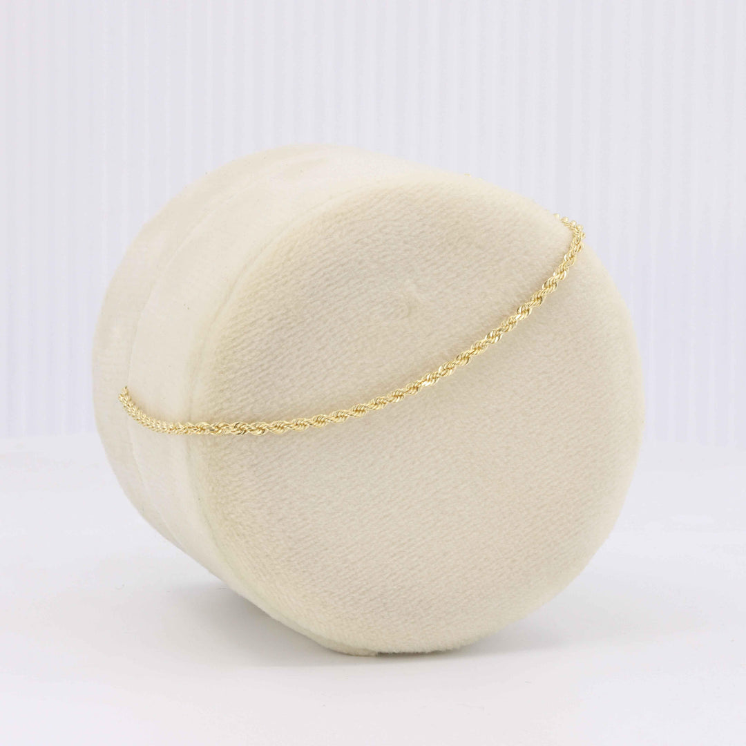 Rope Chain Bracelet, in 14K Yellow Gold, 1.5mm, 7 Inches - Kizer Cummings Jewelers