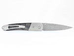 Load image into Gallery viewer, Damascus Steel Blade Liner Lock Pocket Clip Knife w/Mammoth Tusk and Jet Inlay -4" Closed - Kizer Cummings Jewelers