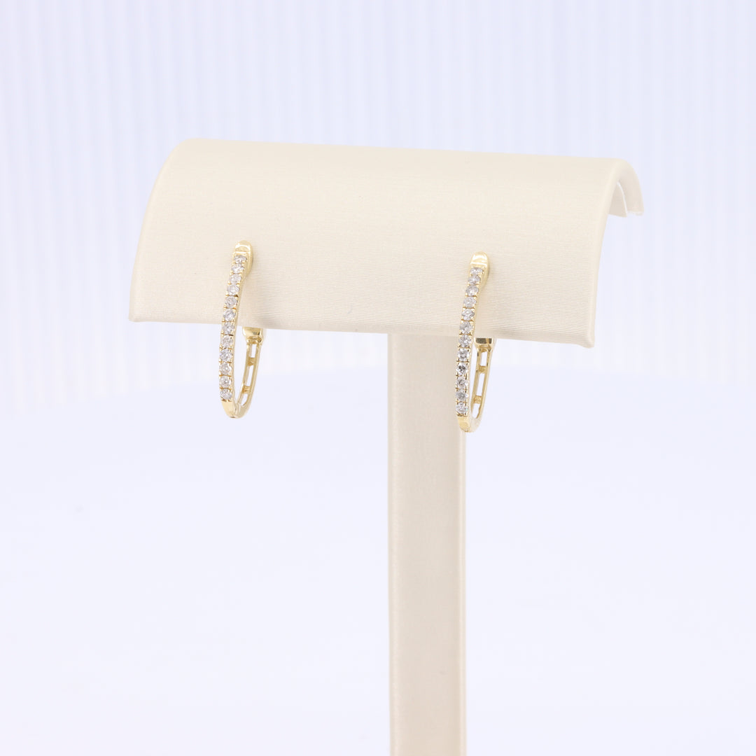 Diamond Hoop Earrings in Yellow Gold - 0.25cttw