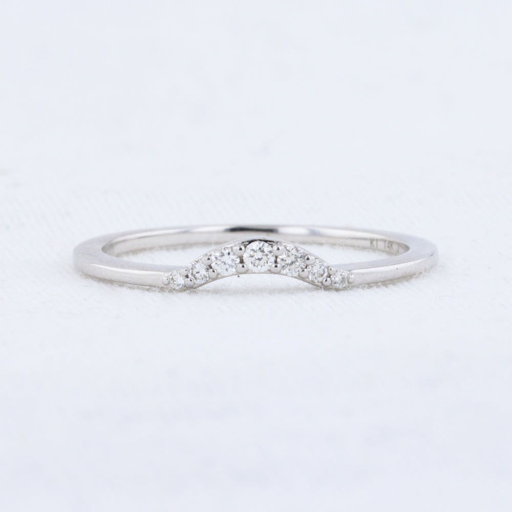 Curved Diamond Stackable Ring in White Gold